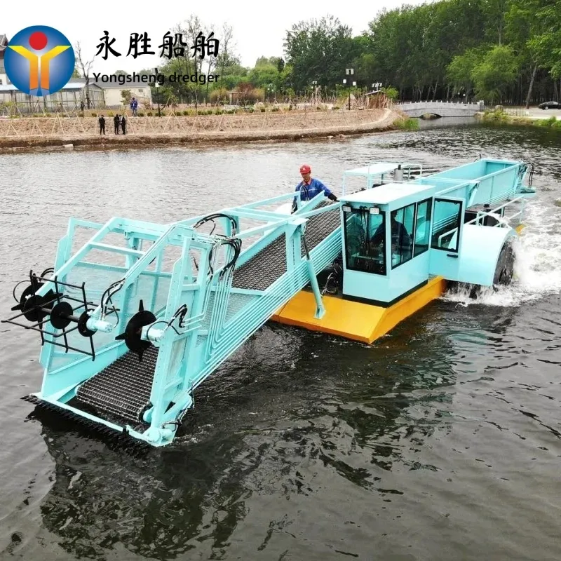 Mini Efficient Aquatic Weed Harvester Mowing Boat for One Person to Operate